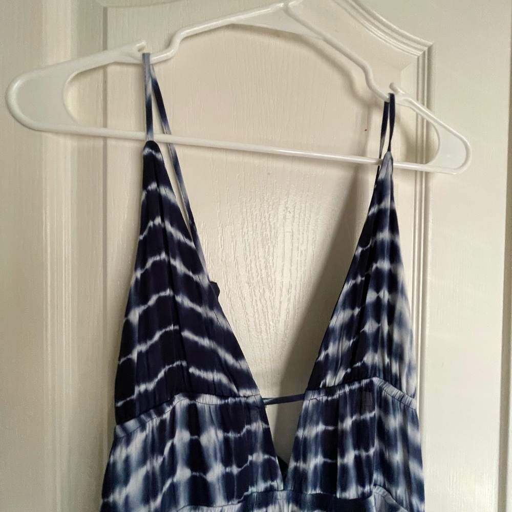 Navy and White Tie-Dye Maxi Dress
